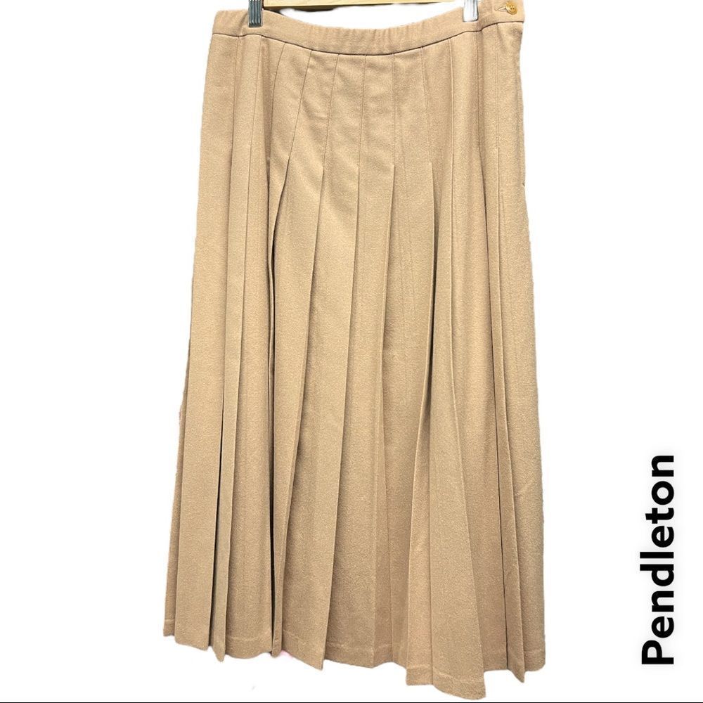 ❄️ PENDLETON camel pleated wool midi skirt + size 12